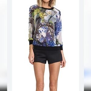 CLOVER CANYON Space Garden Semi Sheer Floral Pullover Sweatshirt S